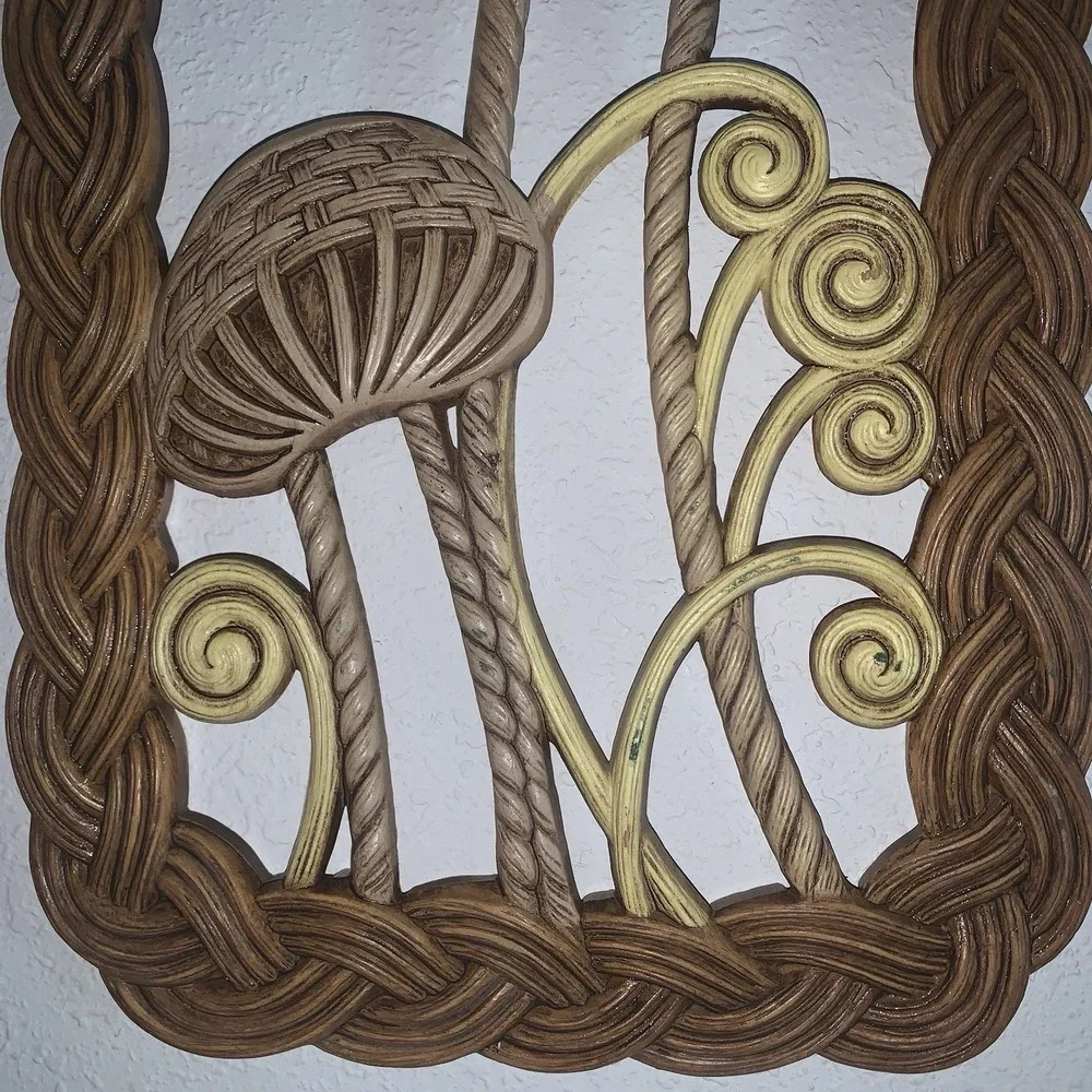 MCM VTG Mushroom Wall Hanging Plaque Burwood 2329 Brown Yellow Butterfly Plastic